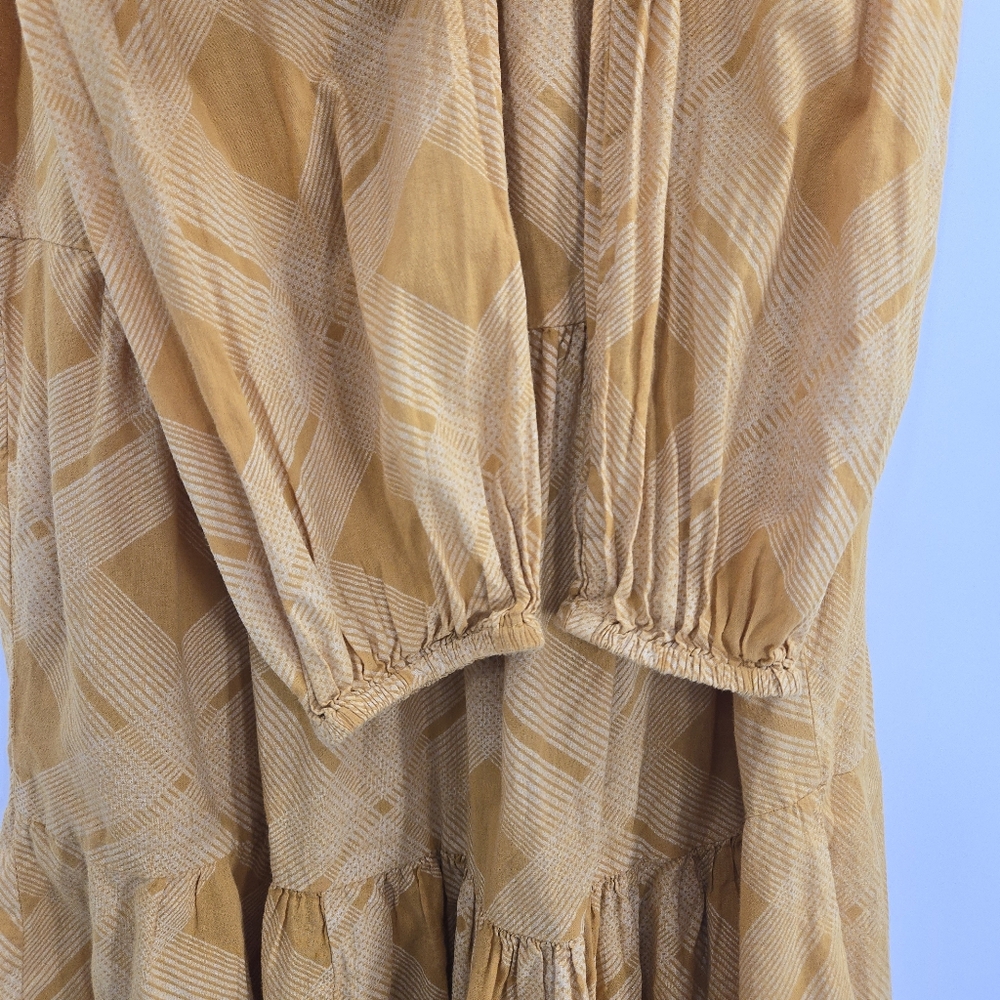 Free People Constantine Dress Gold Plaid Boho Long Sleeve‎ - Picture 10 of 14
